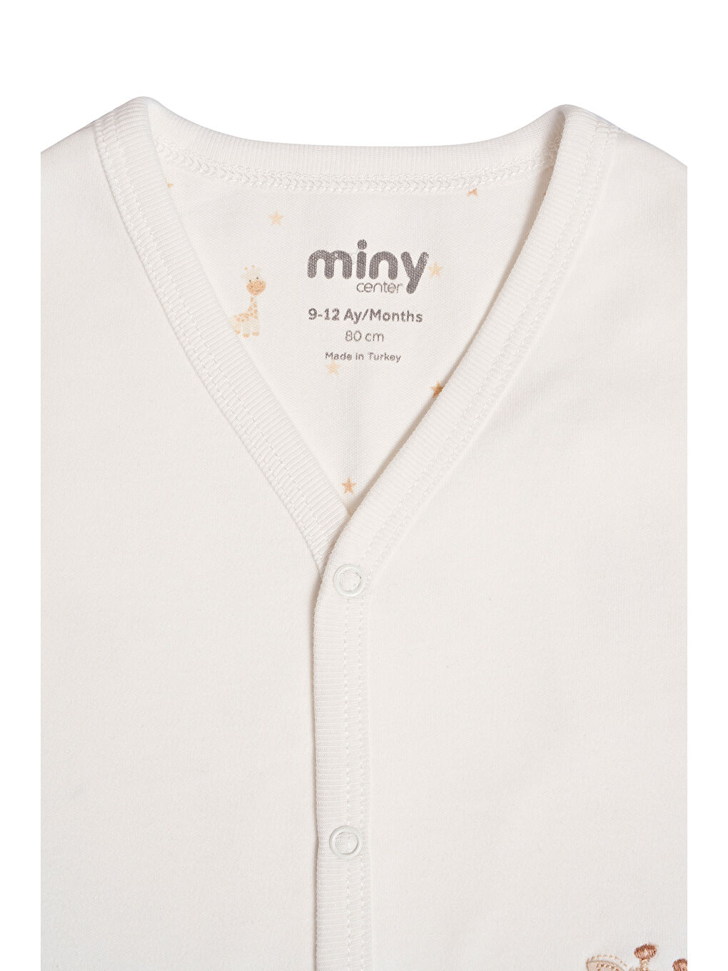 Beyaz Zürafa Figürlü Unisex Bebek Yelek-2