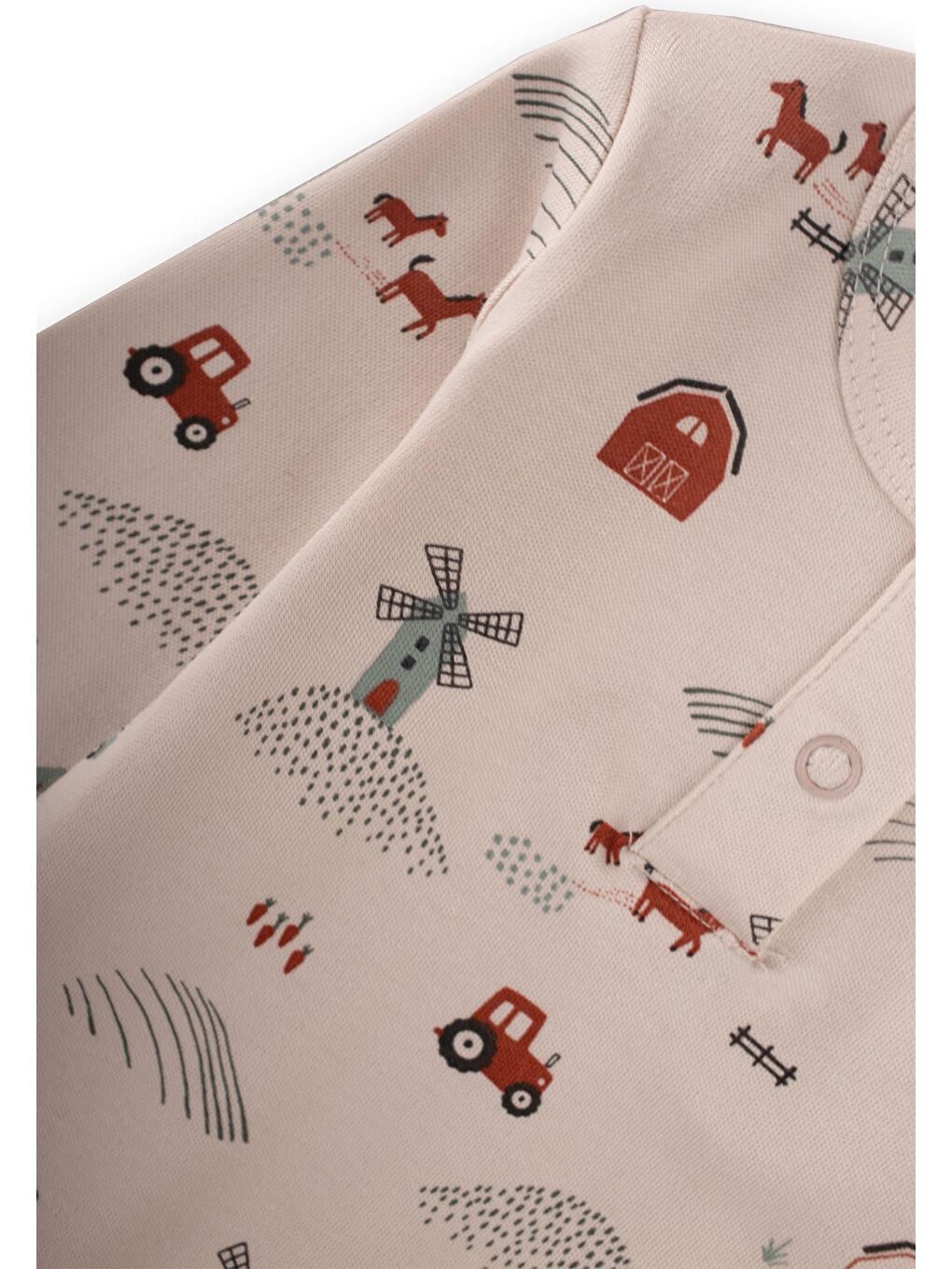 Çiftlik Desenli Zıbın Takım 0-3 Yaş Bej-3