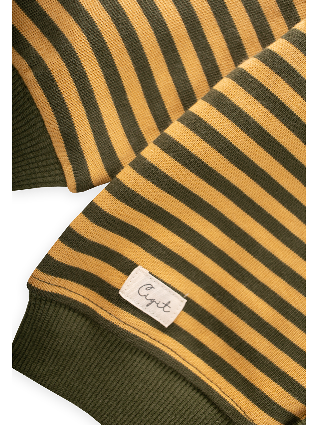 Sarı Çizgili Triko Hırka 0-4 Yaş Hardal Haki-2