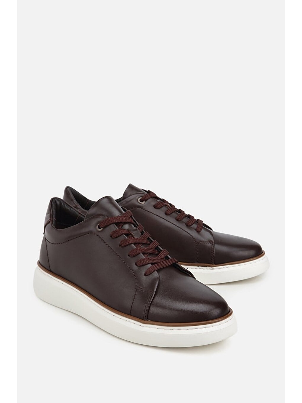 Erkek Kahverengi Bağcıklı Kalın Tabanlı Günlük Sneaker-1