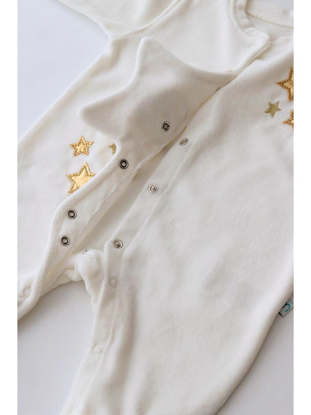 Beyaz Kız Bebek Gold Yıldız Detay Tulum-4