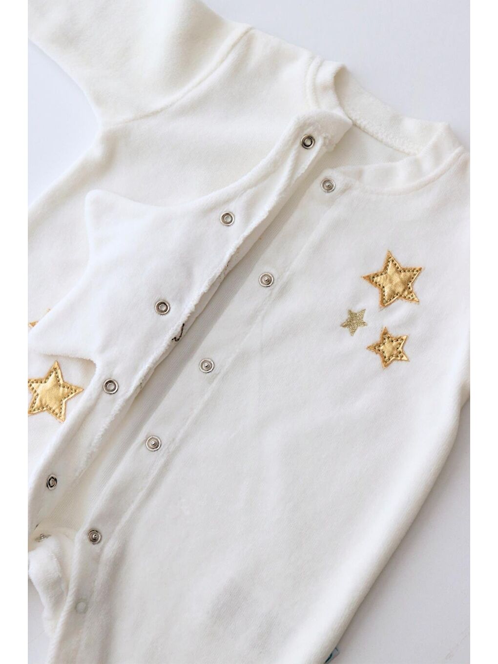 Beyaz Kız Bebek Gold Yıldız Detay Tulum-6