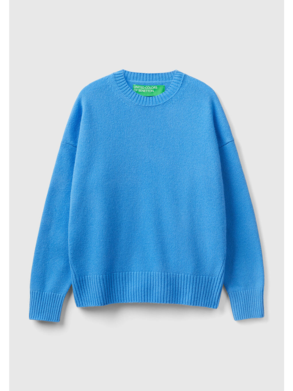 Kadın Havacı Mavi Yün Karışımlı Boxy Fit Kazak-1