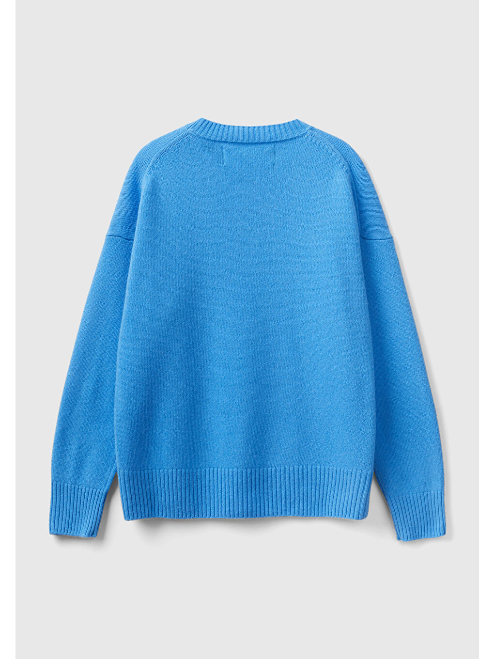 Kadın Havacı Mavi Yün Karışımlı Boxy Fit Kazak-3