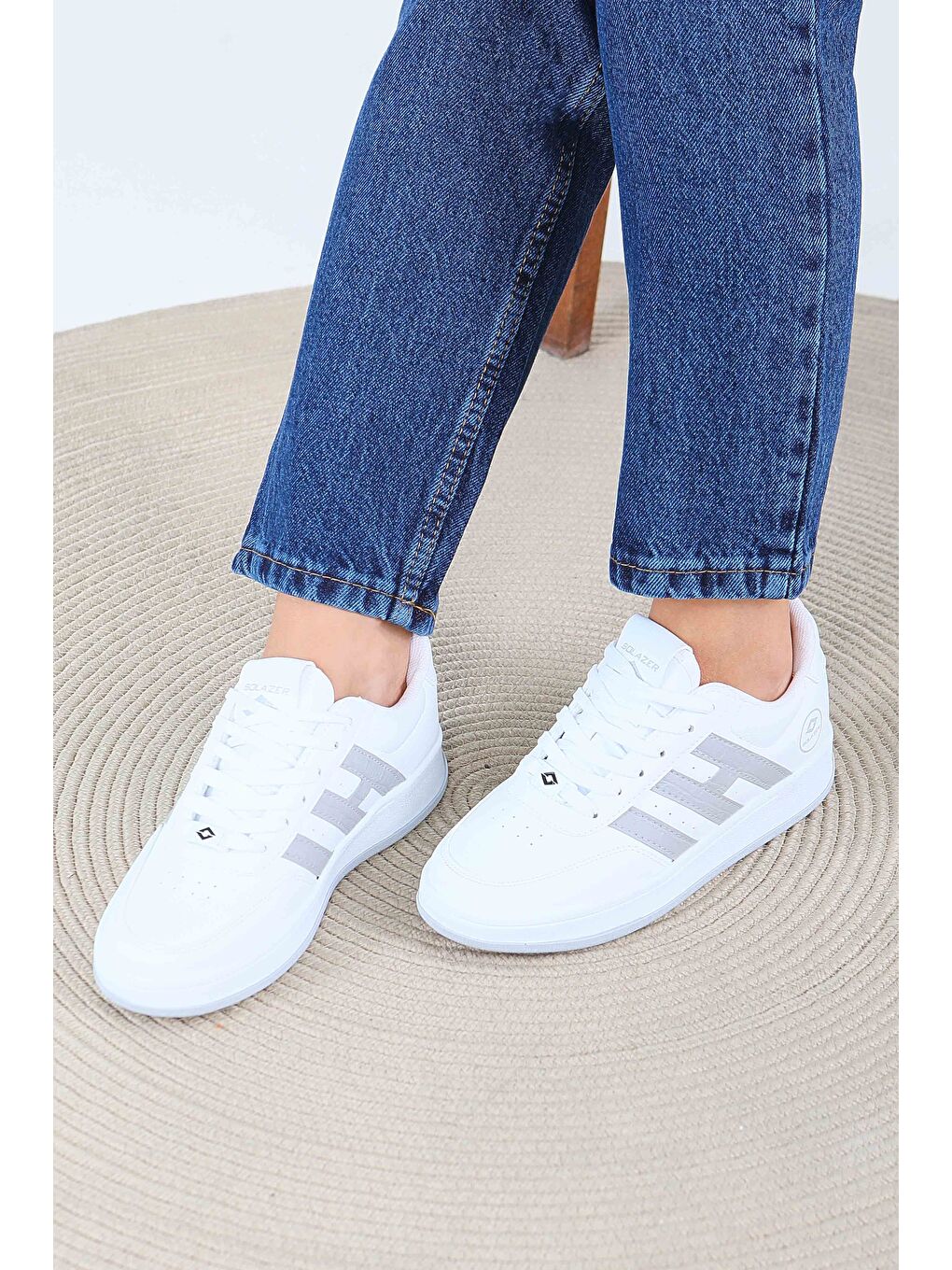 Kadın Beyaz Gri Spor Ayakkabı - 27559-1