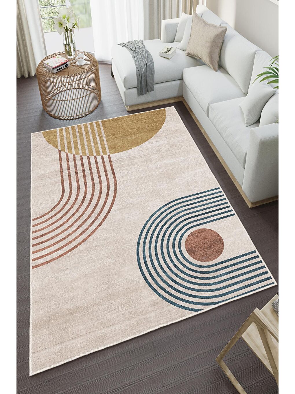 Ekru Özel Tasarım, Kaymaz Taban, İnce, Yıkanabilir, Modern Halı WOOKECE1516 160x230-2