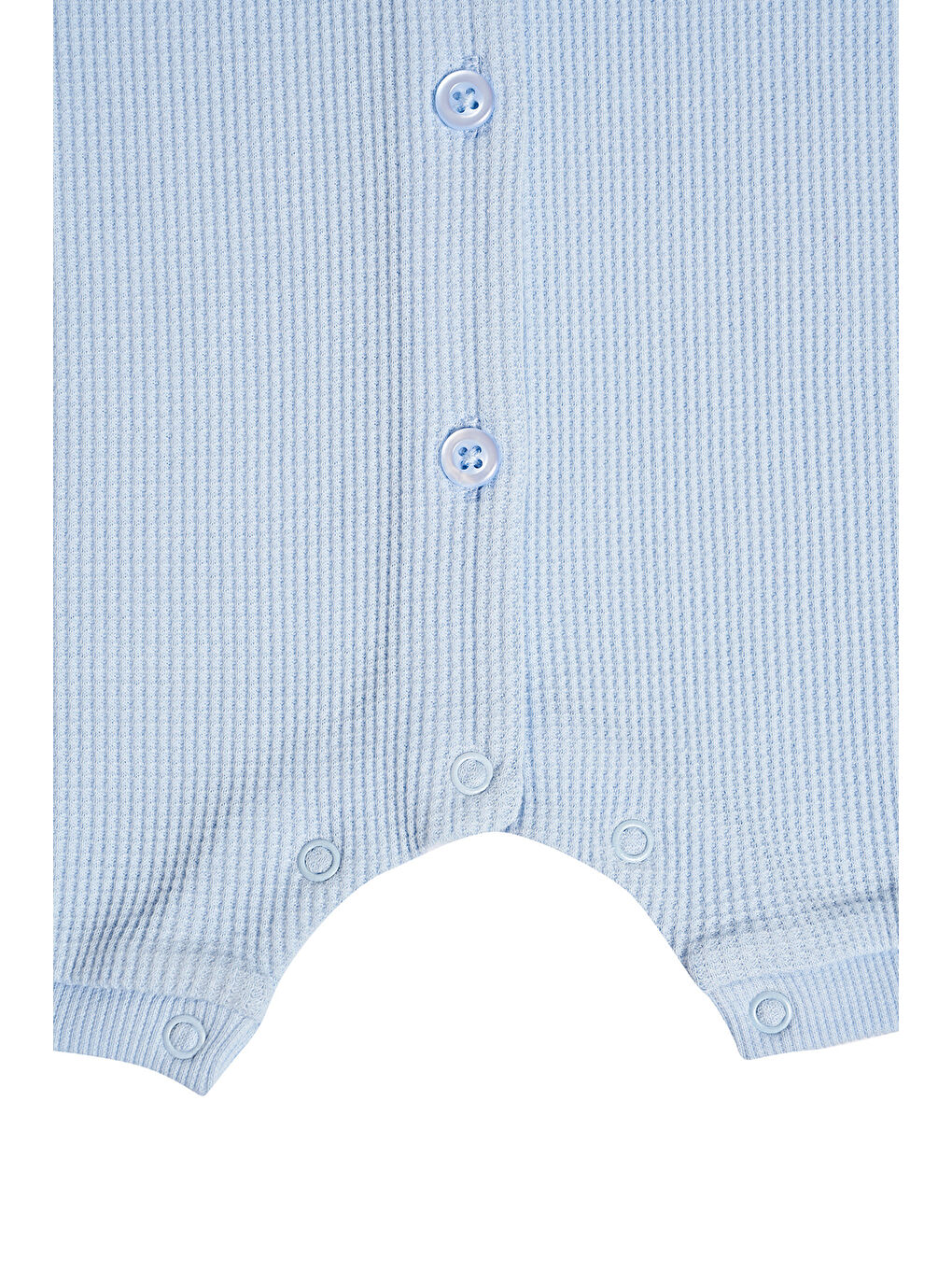 Mavi Waffle Kumaş Düğmeli Erkek Bebek Tulum-5