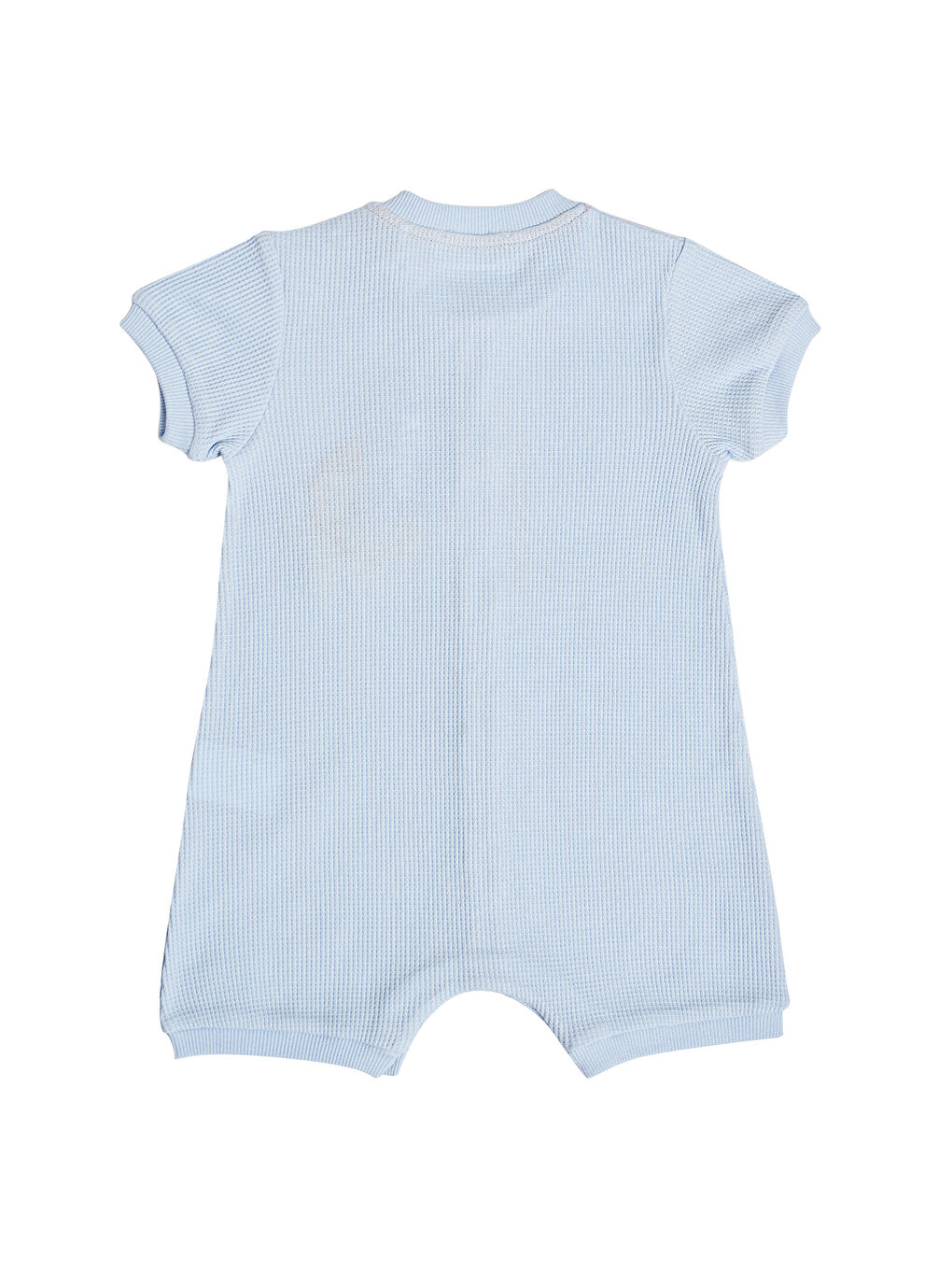 Mavi Waffle Kumaş Düğmeli Erkek Bebek Tulum-6
