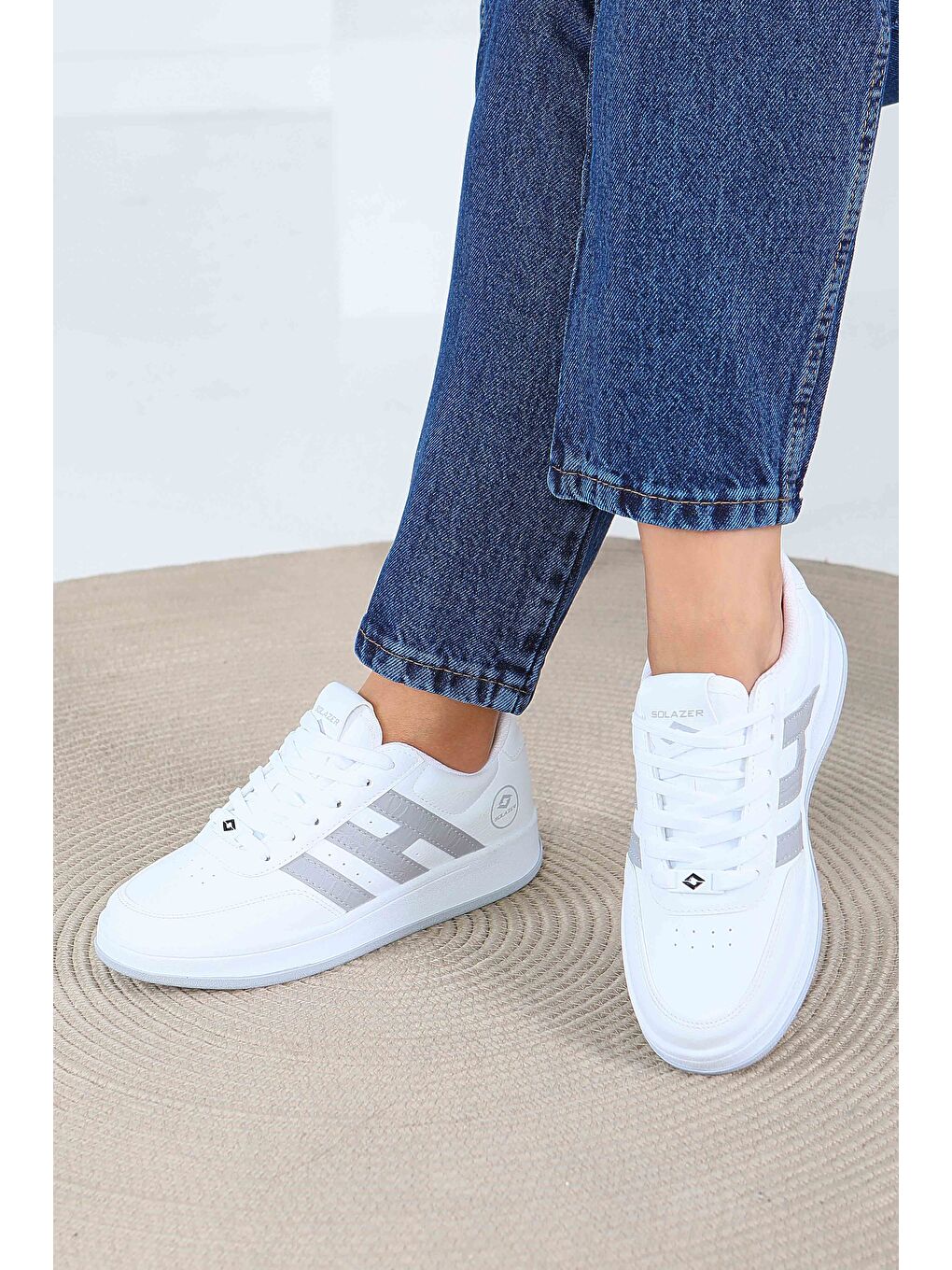 Kadın Beyaz Gri Spor Ayakkabı - 27559-2