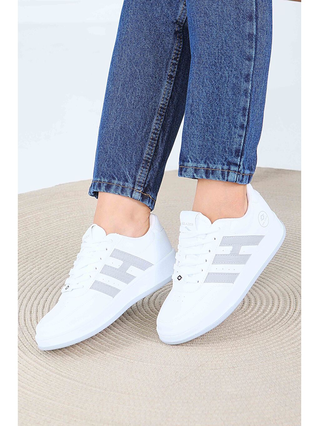 Kadın Beyaz Gri Spor Ayakkabı - 27559-3