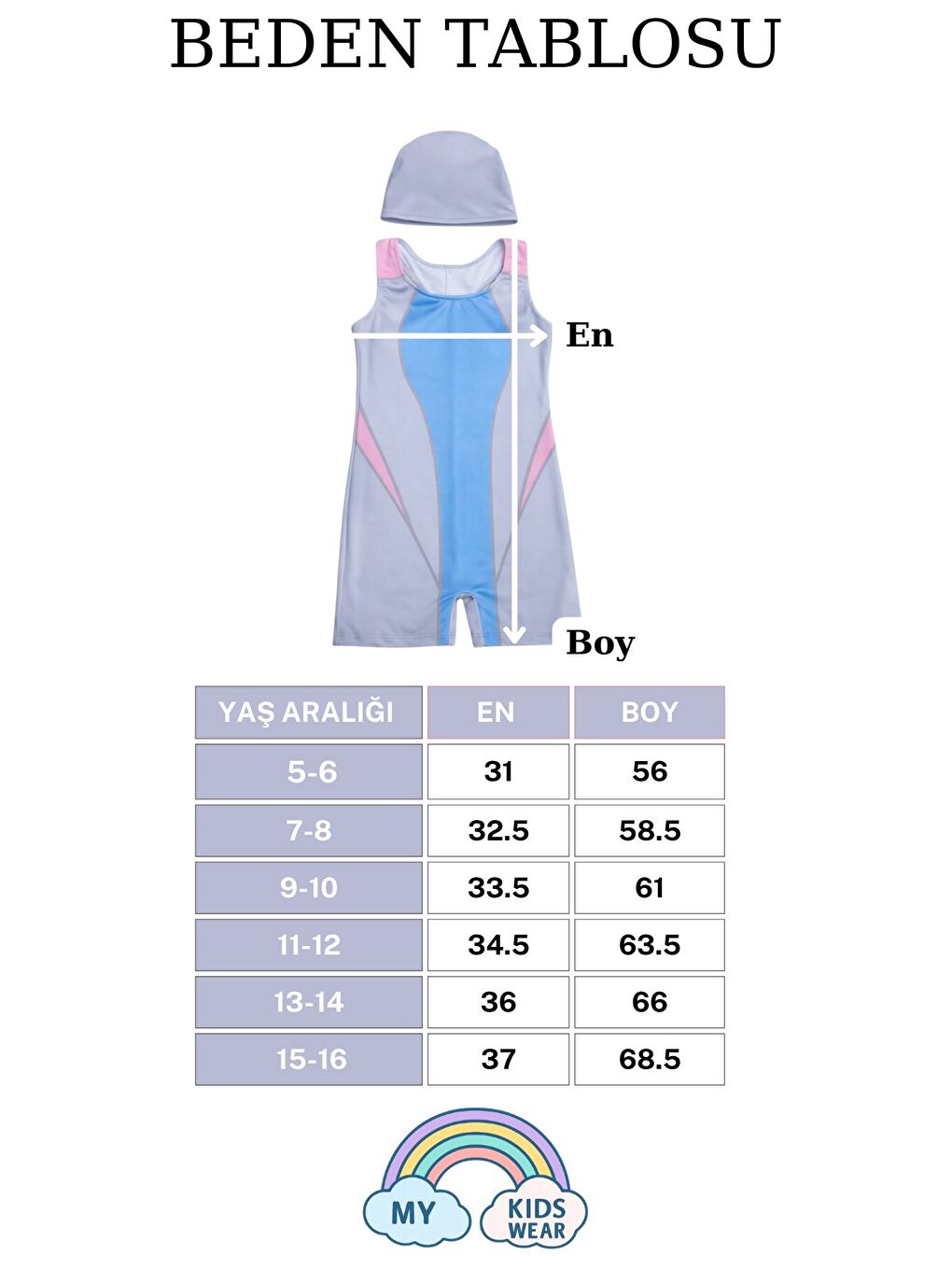 Beyaz Kız Çocuk Deniz Yüzücü Mayoları 5-16 Yaş 12632-1