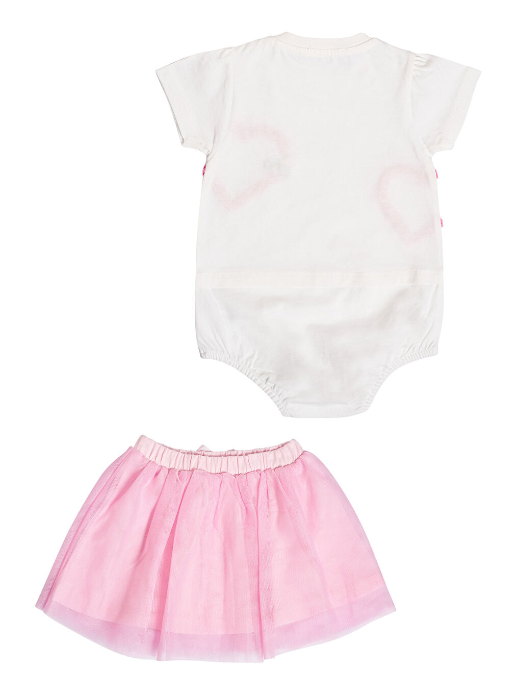 Karışık Kalp Desenli Tişört- Tütü Etekli  Kız Bebek 2'li Set-9