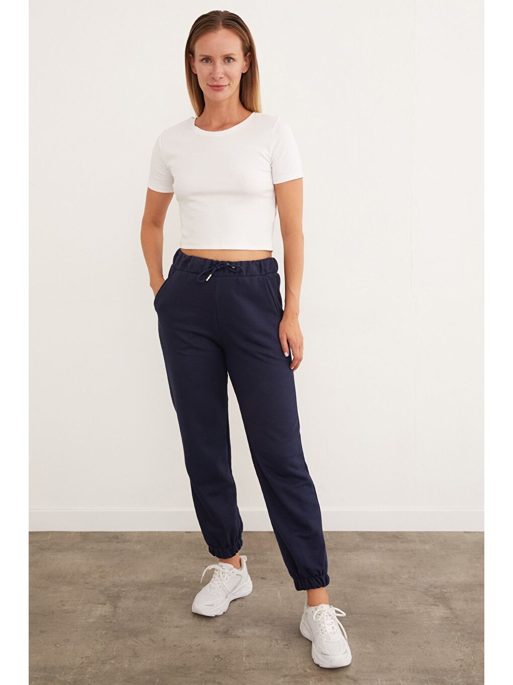 Lacivert Beli Bağlamalı Jogger Eşofman Altı