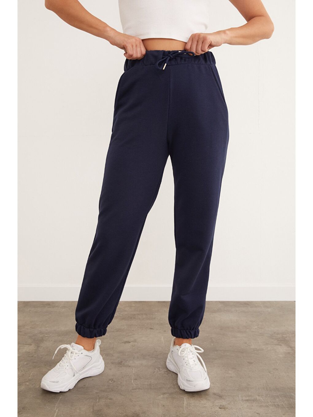 Lacivert Beli Bağlamalı Jogger Eşofman Altı-1