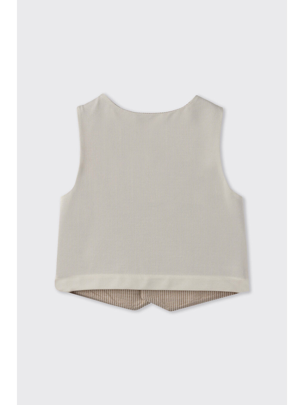 Erkek Bebek V Yaka Astarlı Düğmeli Ekru  Yelek-1