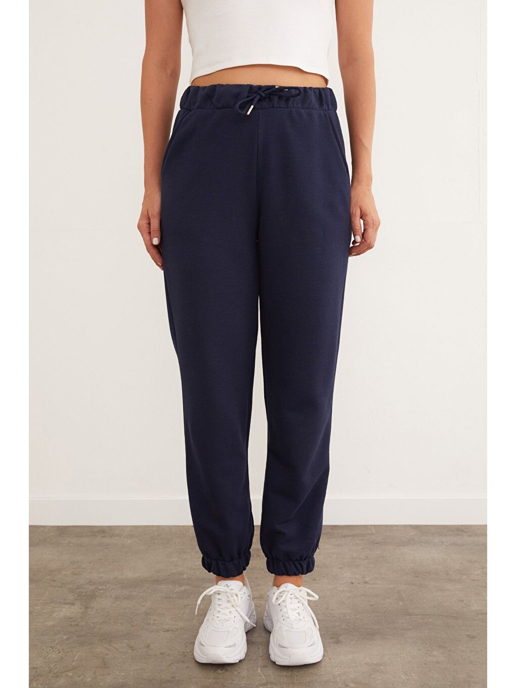Lacivert Beli Bağlamalı Jogger Eşofman Altı-4