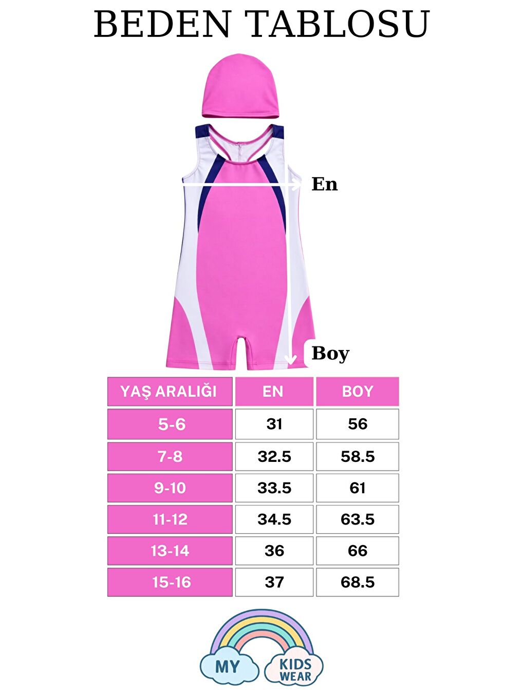 Beyaz Kız Çocuk Deniz Yüzücü Mayoları 5-16 Yaş 12620-1