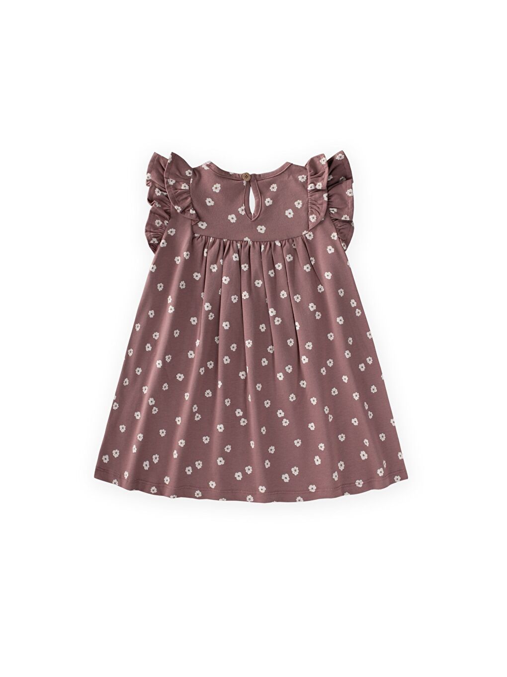 Turuncu Desenli Fırfırlı Elbise 1-8 Yaş Bakır-1