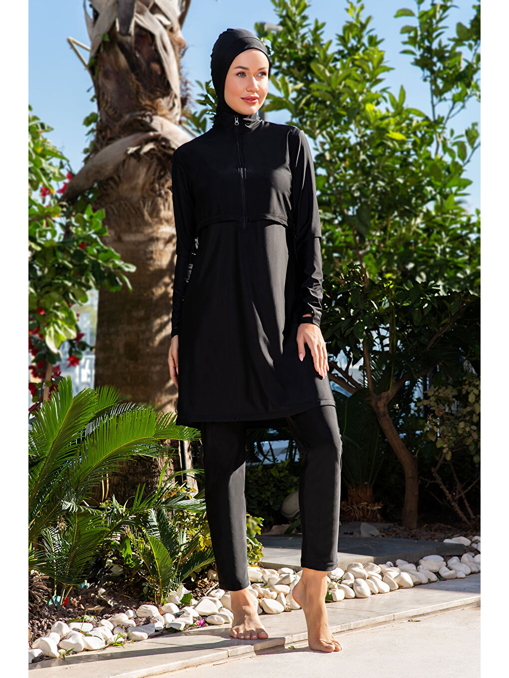 Elastanlı Tam Kapalı Tesettür Mayo 25204 1 Siyah-3