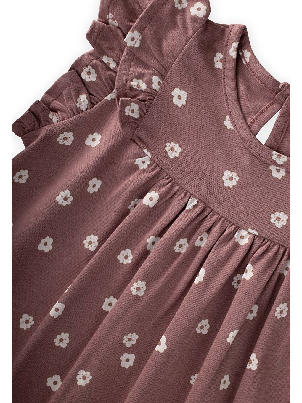 Turuncu Desenli Fırfırlı Elbise 1-8 Yaş Bakır-2