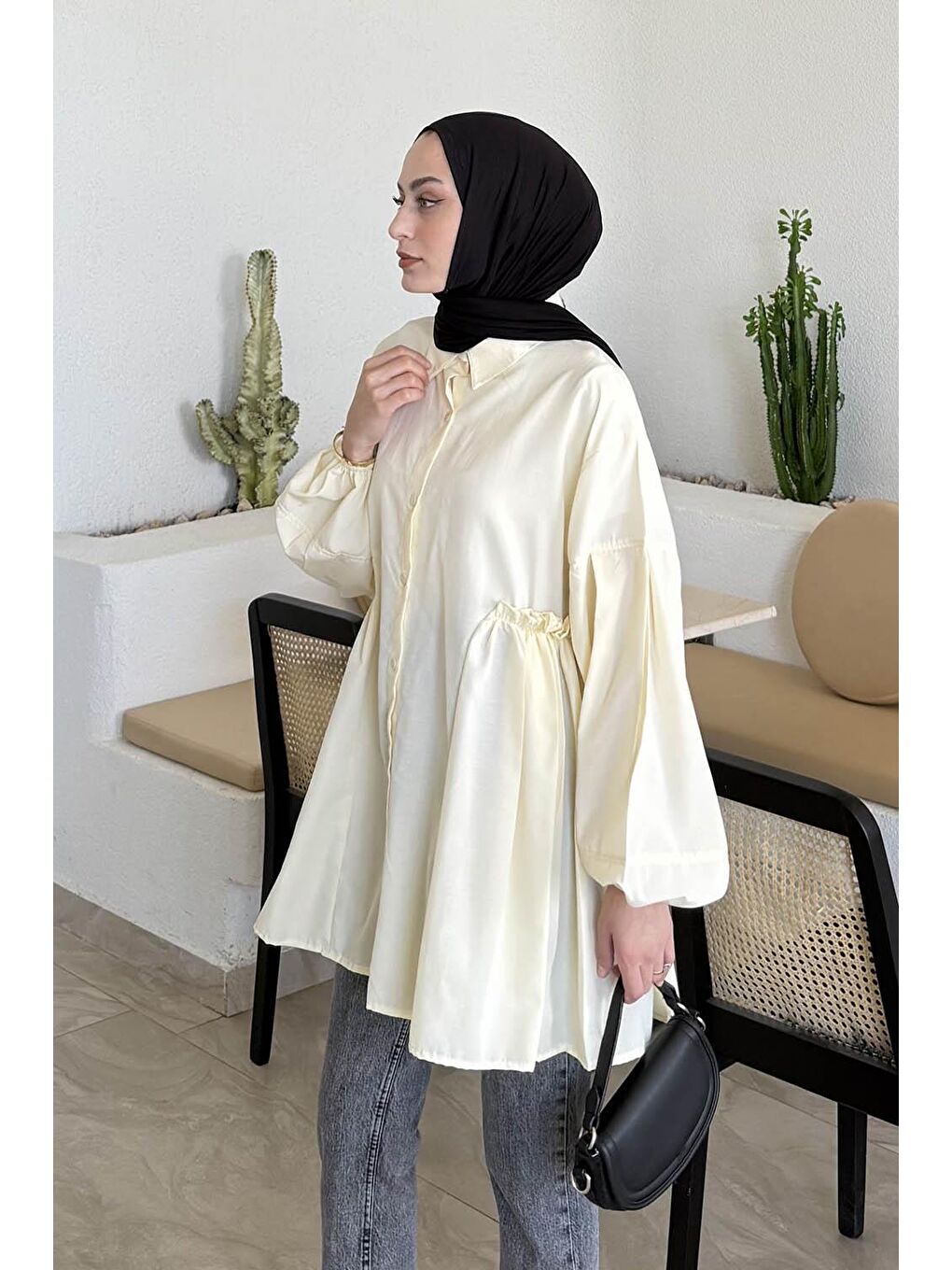 Lopez Balon Kol Tunik Sarı-1