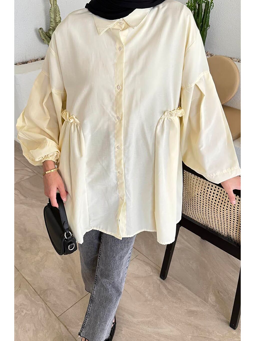 Lopez Balon Kol Tunik Sarı-2