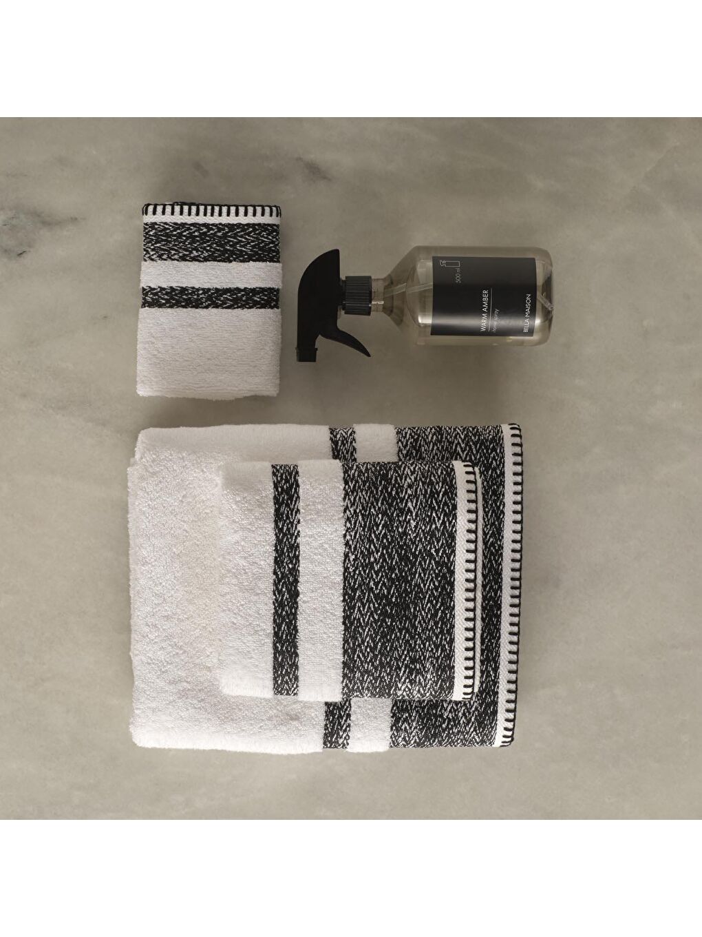 %100 Pamuk Melange Banyo Havlusu Siyah-2