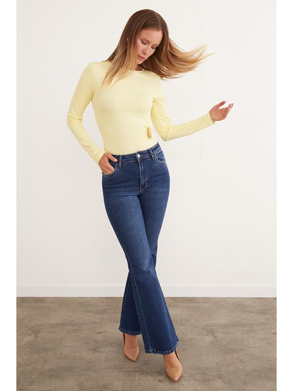 Mavi Yüksel Bel Flare Jean-1