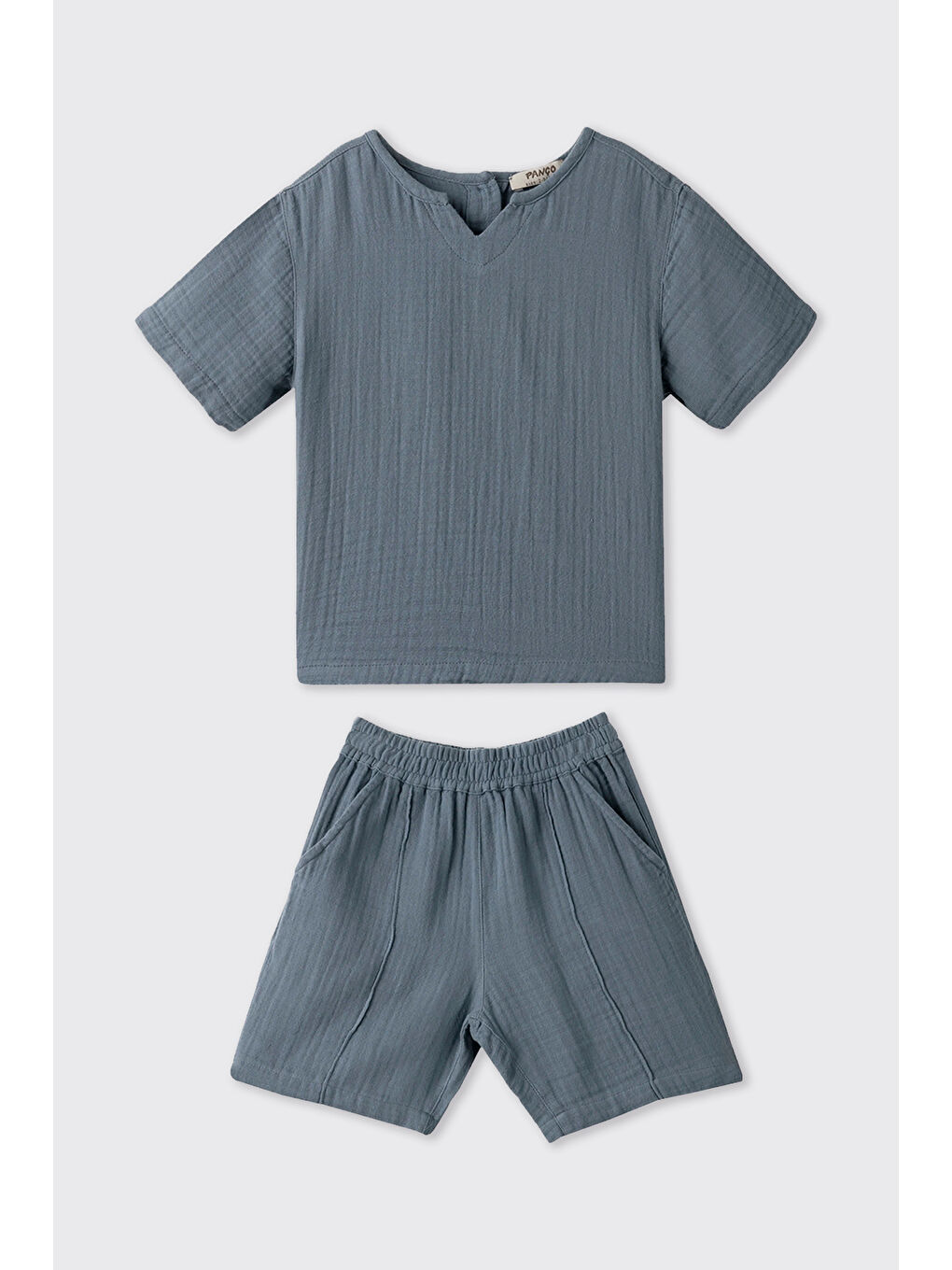Erkek Bebek Şortlu İndigo 2'li Müslin Takım