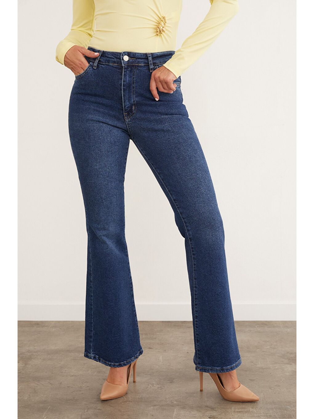 Mavi Yüksel Bel Flare Jean-2