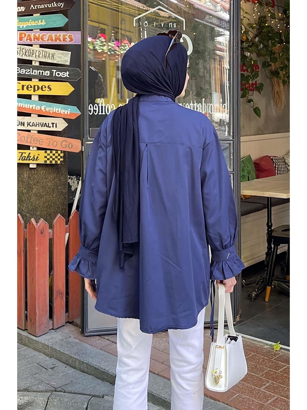 Flores Fırfırlı Tunik Lacivert-3