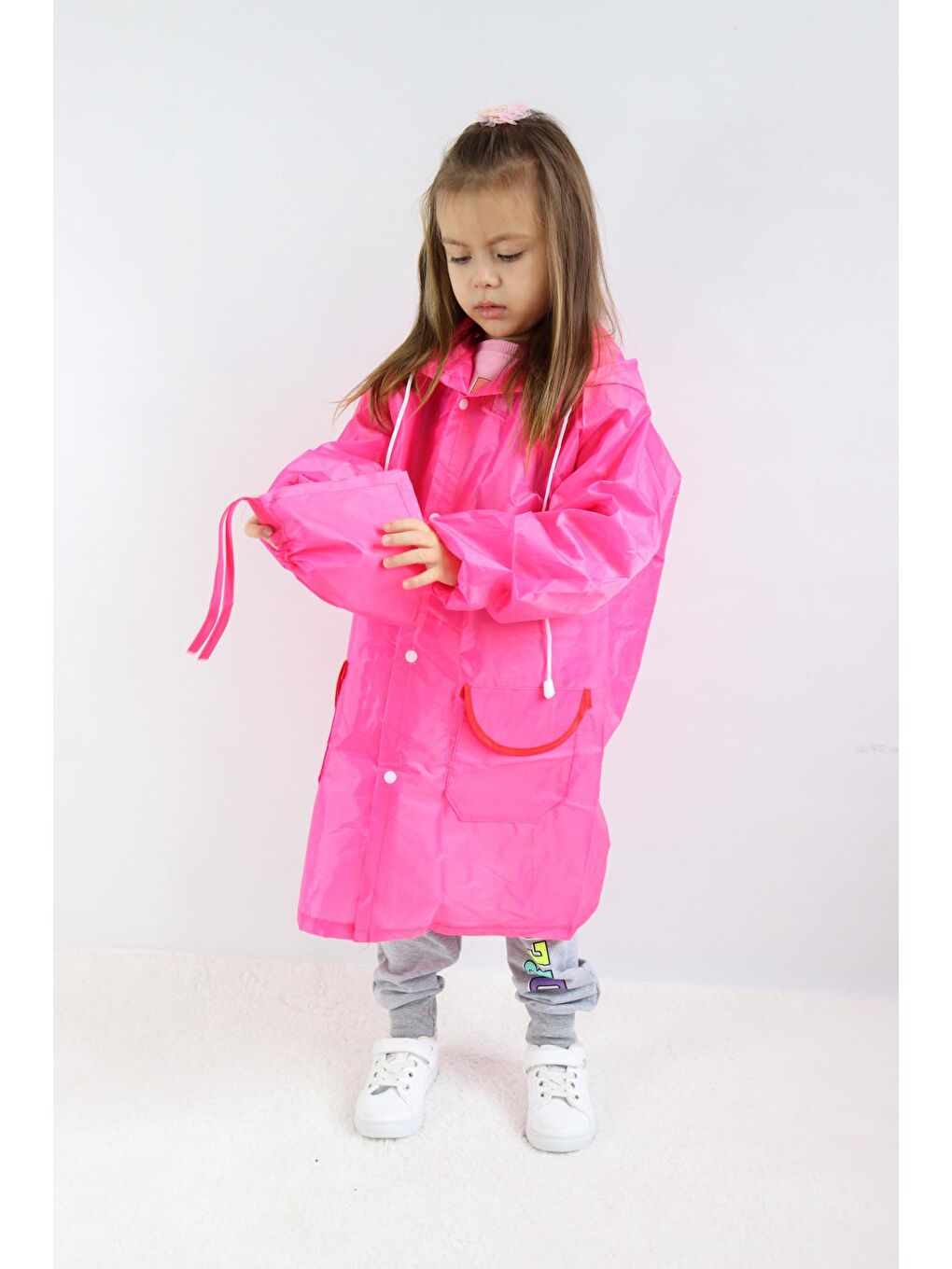 Pembe Kız-Erkek Çocuk (Unisex ) Yağmurluk Pratik Kullanım Standart Beden-1