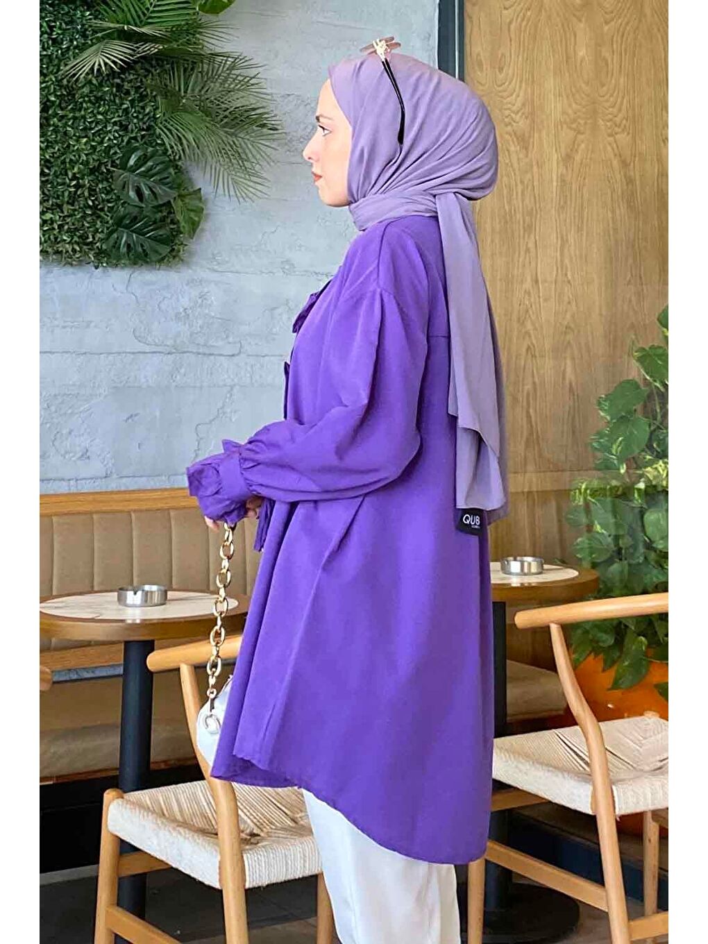 Flores Fırfırlı Tunik Mor-1