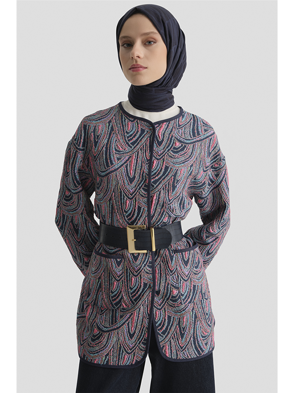 Soyut Desenli Kap İndigo