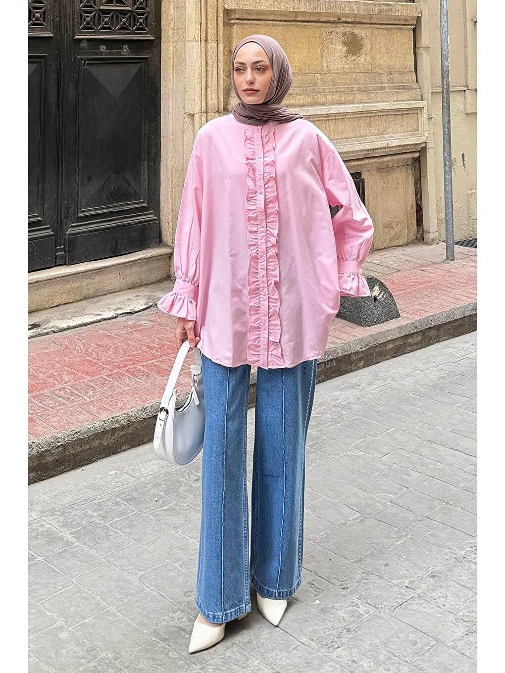 Flores Fırfırlı Tunik Şeker Pembesi