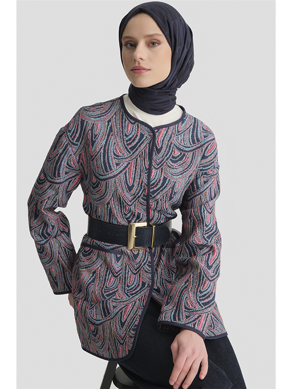 Soyut Desenli Kap İndigo-1