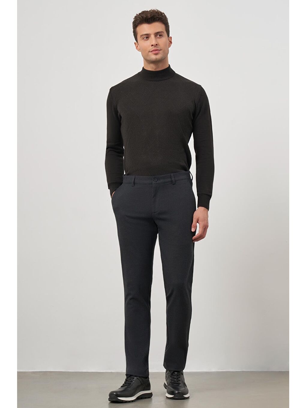 Koyu Lacivert Esnek Yandan Cepli Casual Slim Fit Chino Pantolon 1003245108-1