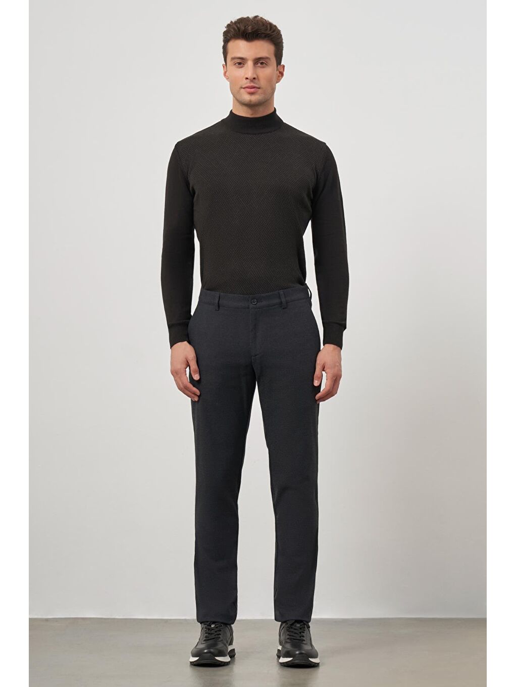 Koyu Lacivert Esnek Yandan Cepli Casual Slim Fit Chino Pantolon 1003245108-2