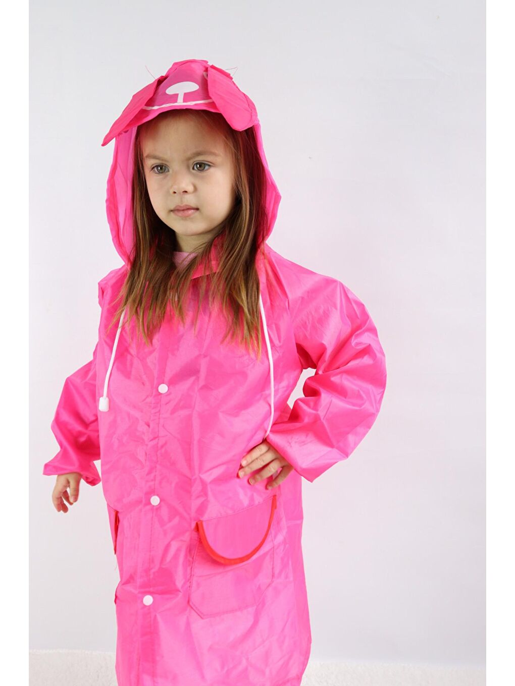 Pembe Kız-Erkek Çocuk (Unisex ) Yağmurluk Pratik Kullanım Standart Beden-5