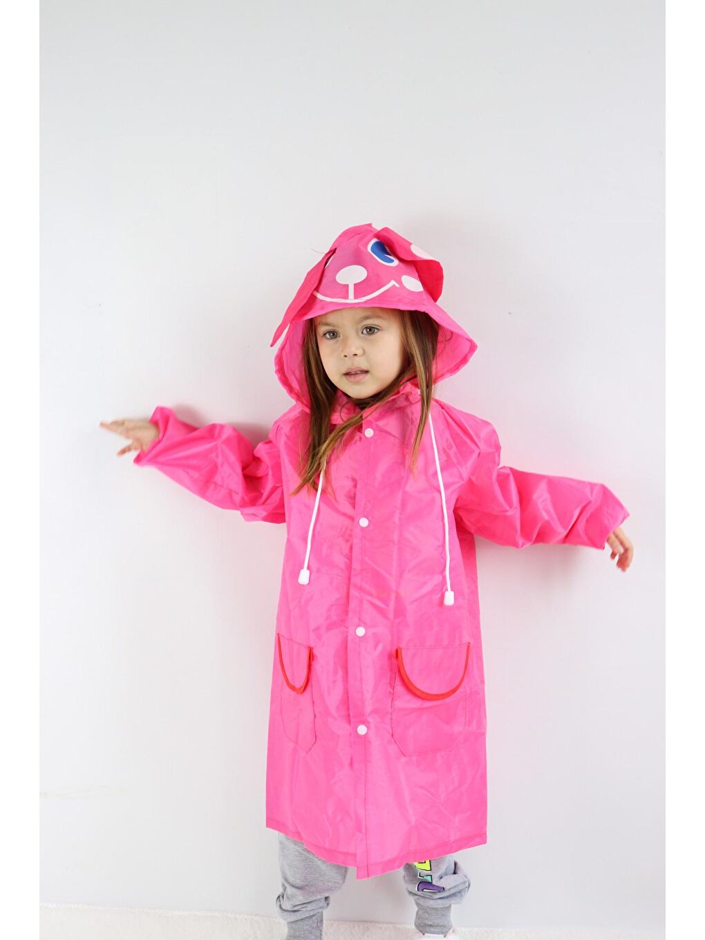Pembe Kız-Erkek Çocuk (Unisex ) Yağmurluk Pratik Kullanım Standart Beden-6