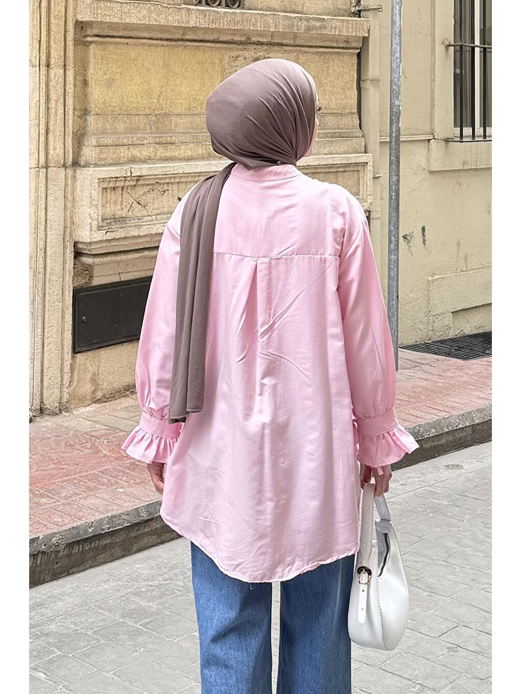 Flores Fırfırlı Tunik Şeker Pembesi-3