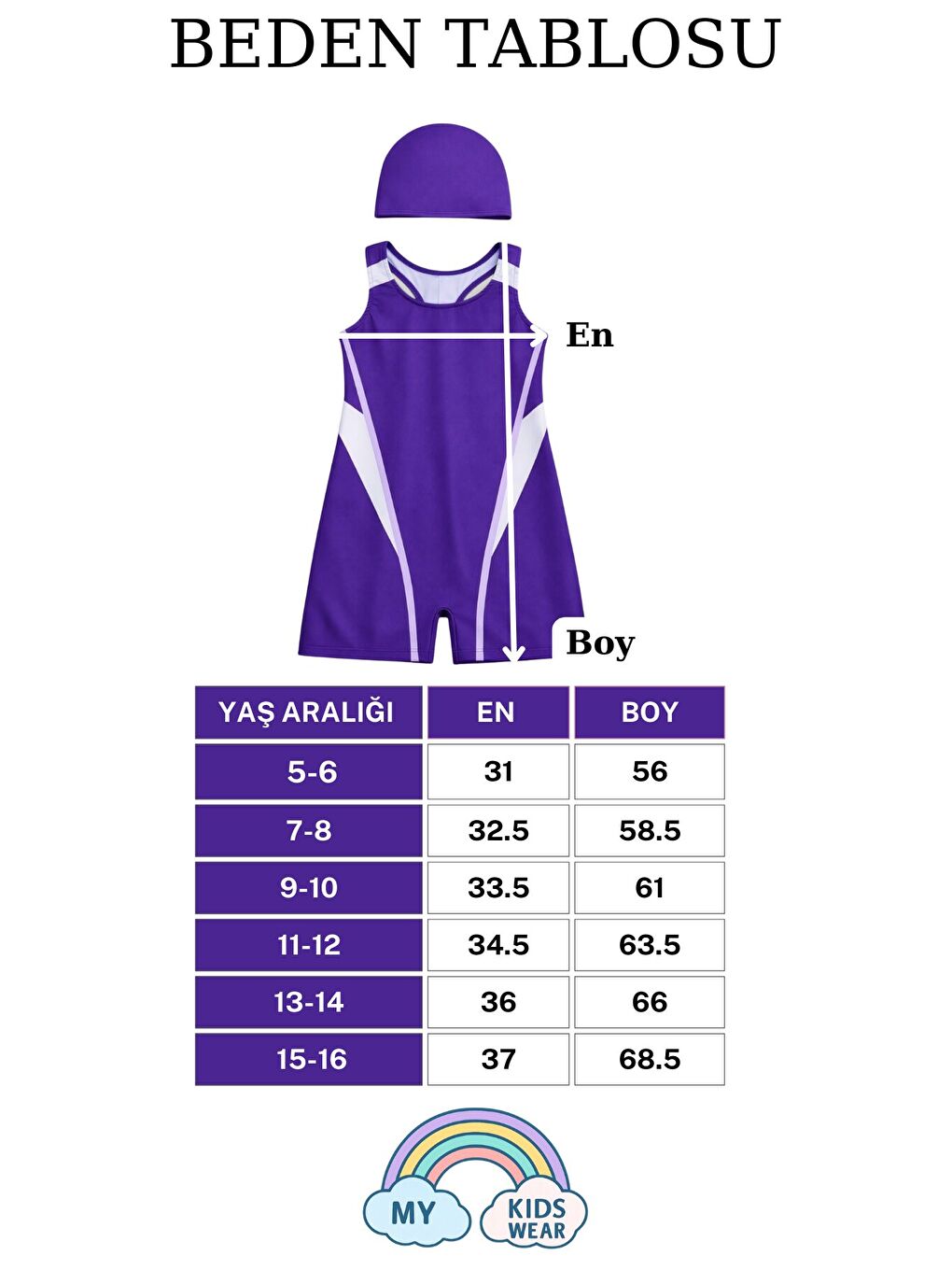 Sarı Kız Çocuk Deniz Yüzücü Mayoları 5-16 Yaş 12624-1