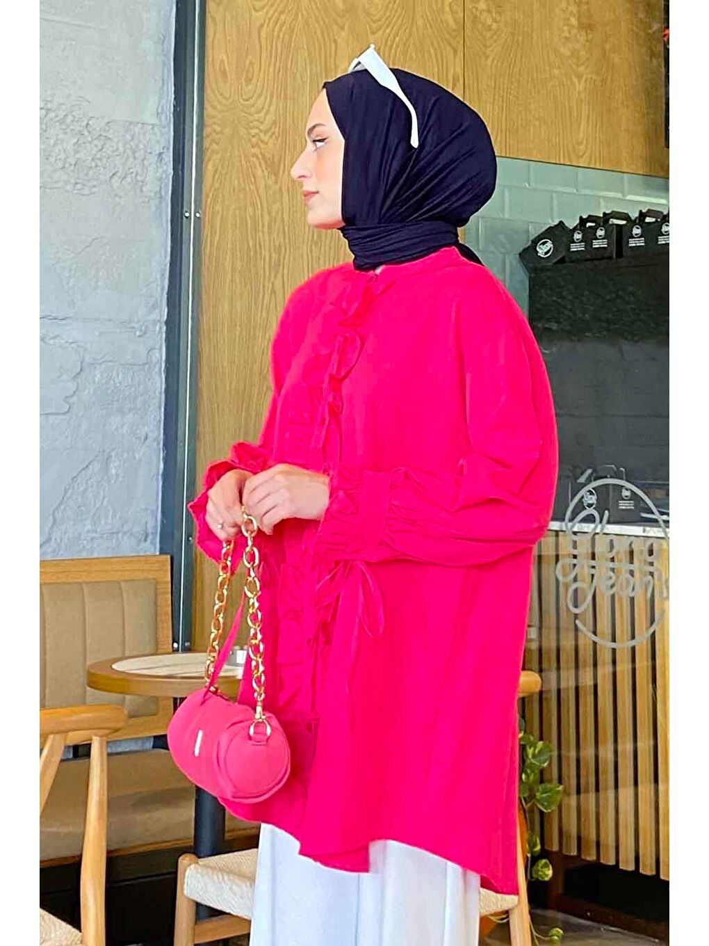 Flores Fırfırlı Tunik Fuşya-1