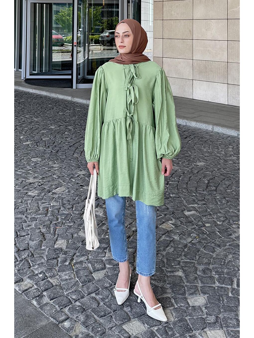 Ön Bağlamalı İki Parça Ceket Çağla Yeşili