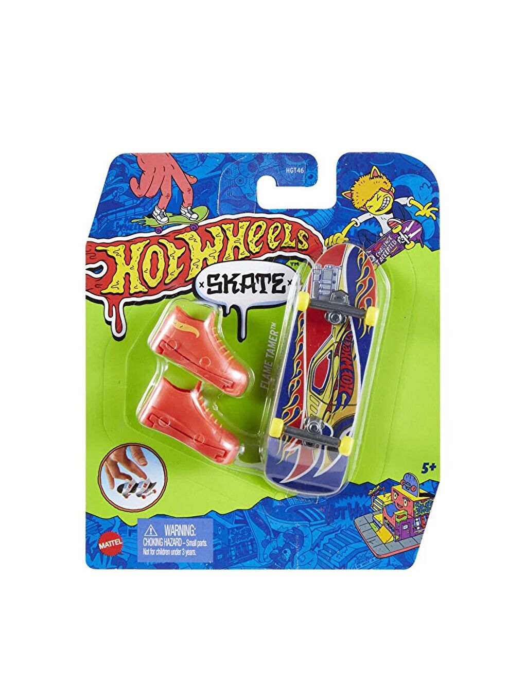 Hot Wheels Beyaz-Renklibaskı Skate Parmak Kaykay ve Ayakkabı Paketleri HNG20