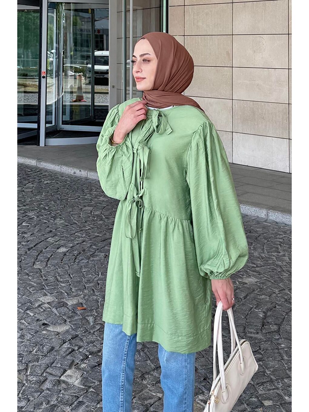 Ön Bağlamalı İki Parça Ceket Çağla Yeşili-1