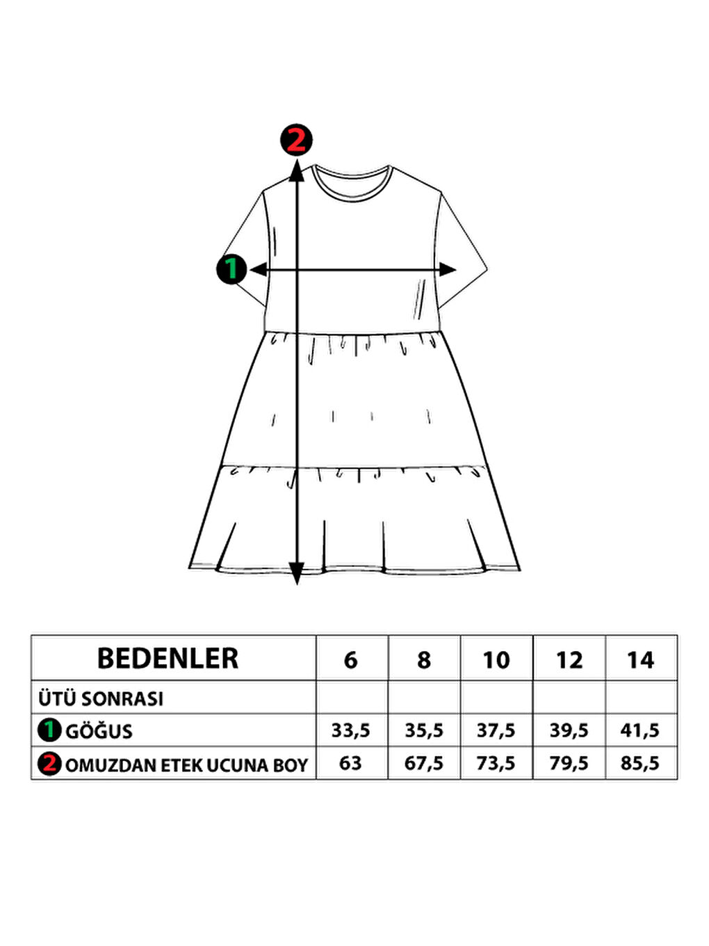 Gri Kız Çocuk Büzgü Detaylı Baskılı Elbise-1