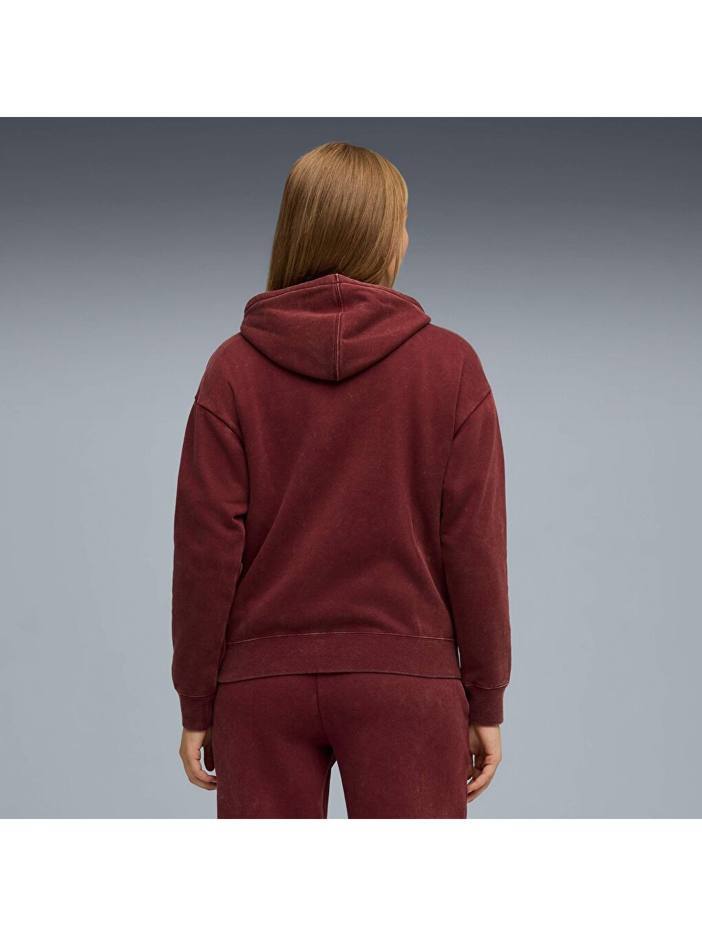Bordo ESSENTIALS Elevated Kadın Geniş Kesim Kapüşonlu SWEATSHIRT-2