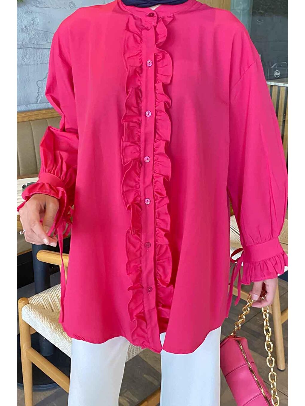 Flores Fırfırlı Tunik Fuşya-2