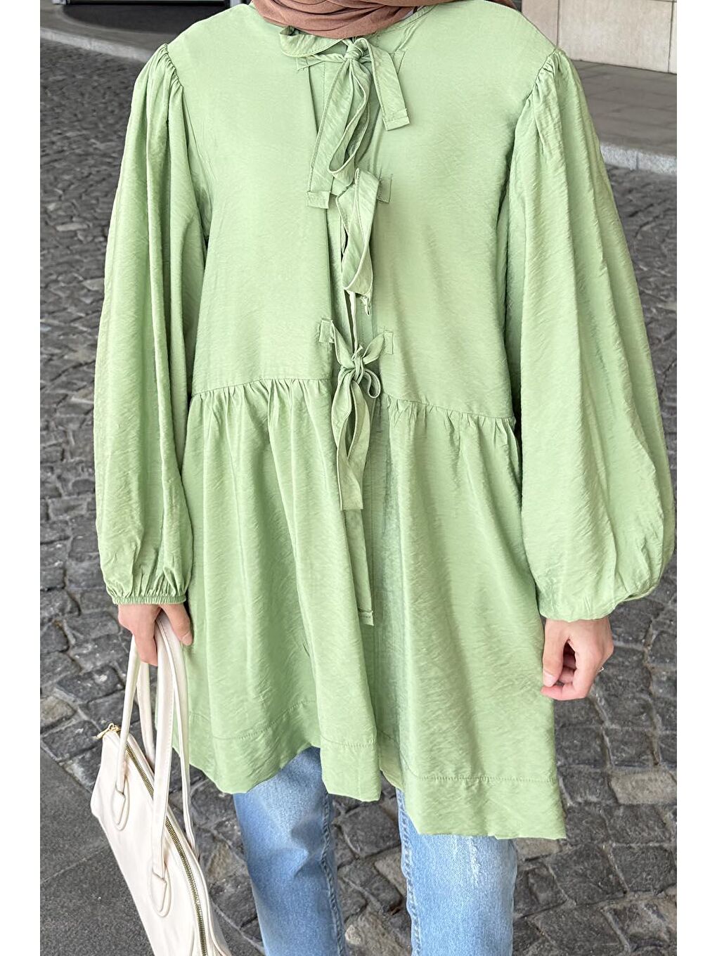 Ön Bağlamalı İki Parça Ceket Çağla Yeşili-2